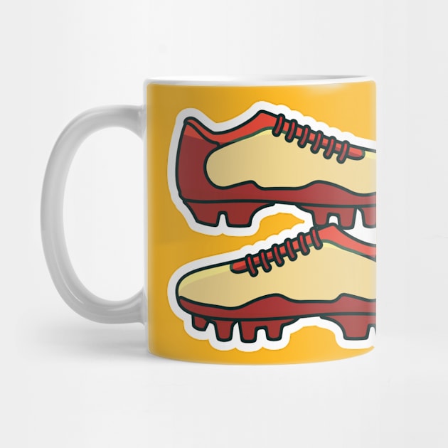 Football Shoes Pair vector icon illustration. Fashion object icon design concept. Soccer football boots shoes vector design on blue background. by AlviStudio